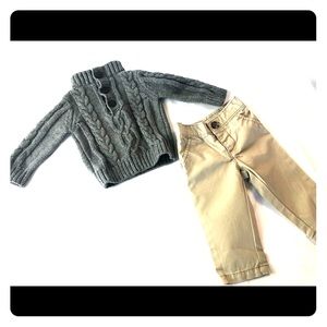 Baby Boy Sweater and Khaki pants Size 0-3 month